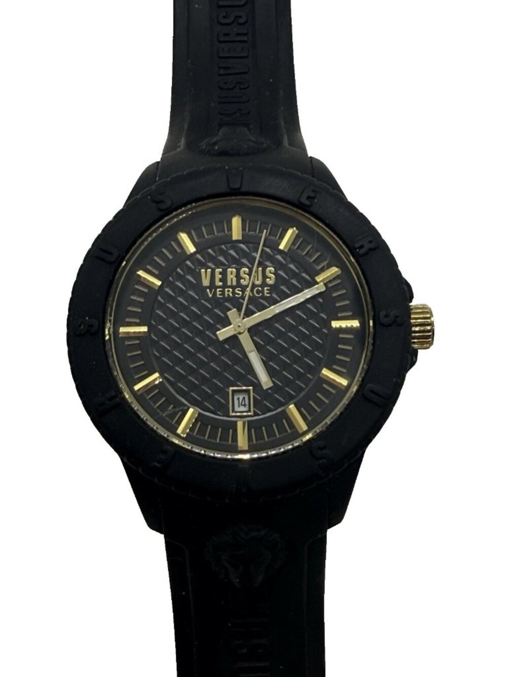 Versus By Versace Women's Black Silicone Date Round Watch VSPOY3219 WR 50M Gold
